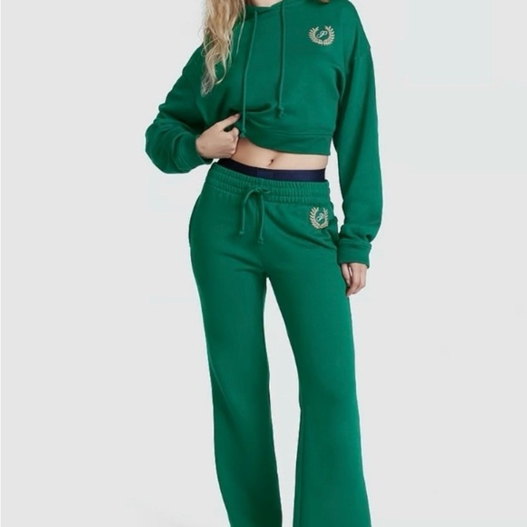 PINK Victoria's Secret Pants - PINK Victoria's Secret Garnet Green Cropped Hoodie